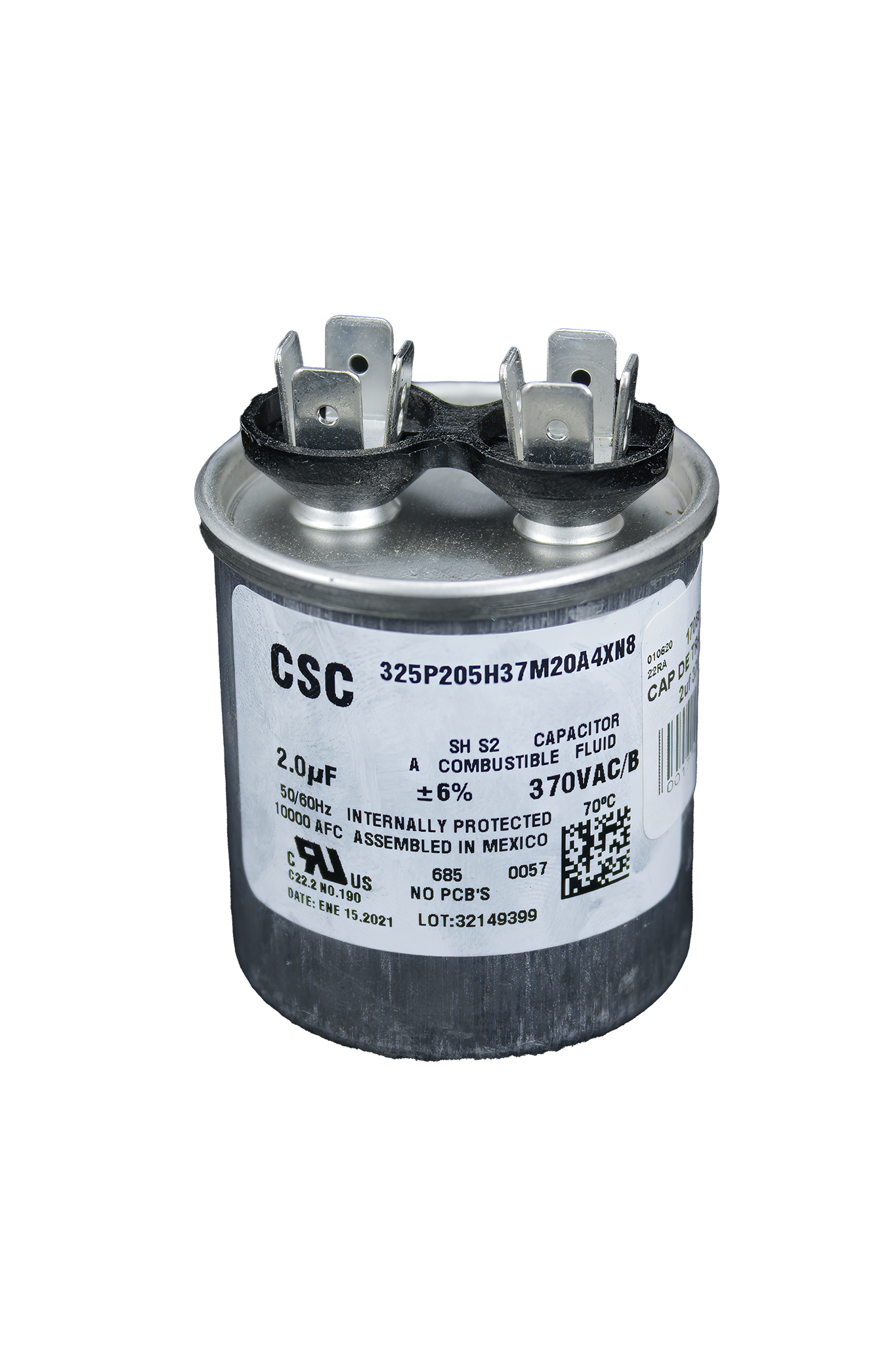 Capacitor De Trabajo Aluminio 370V