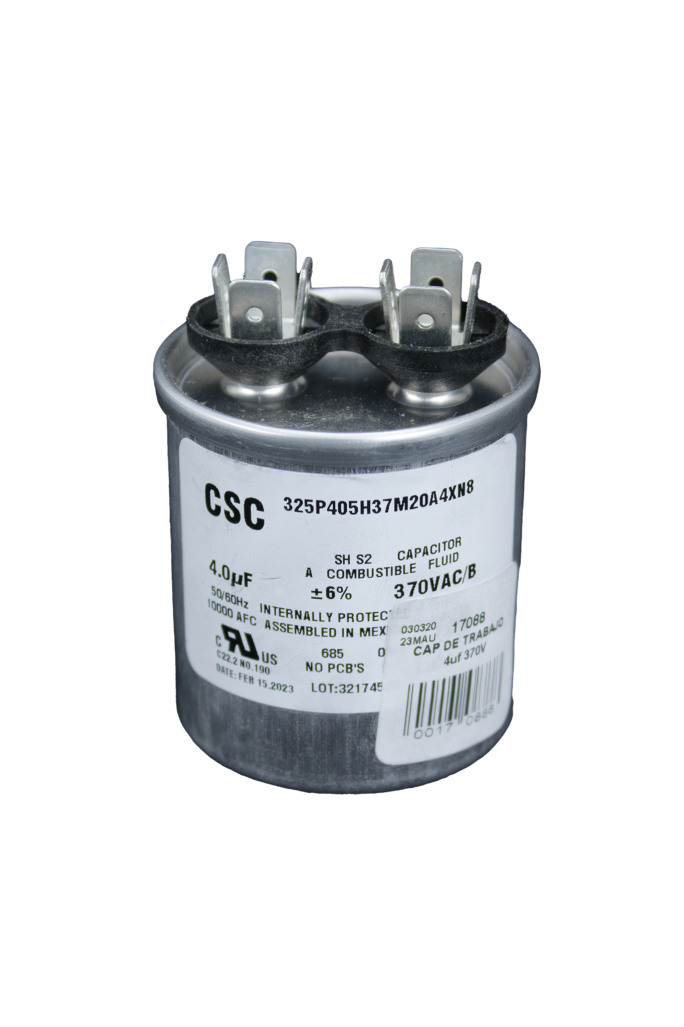 Capacitor De Trabajo Aluminio 370V