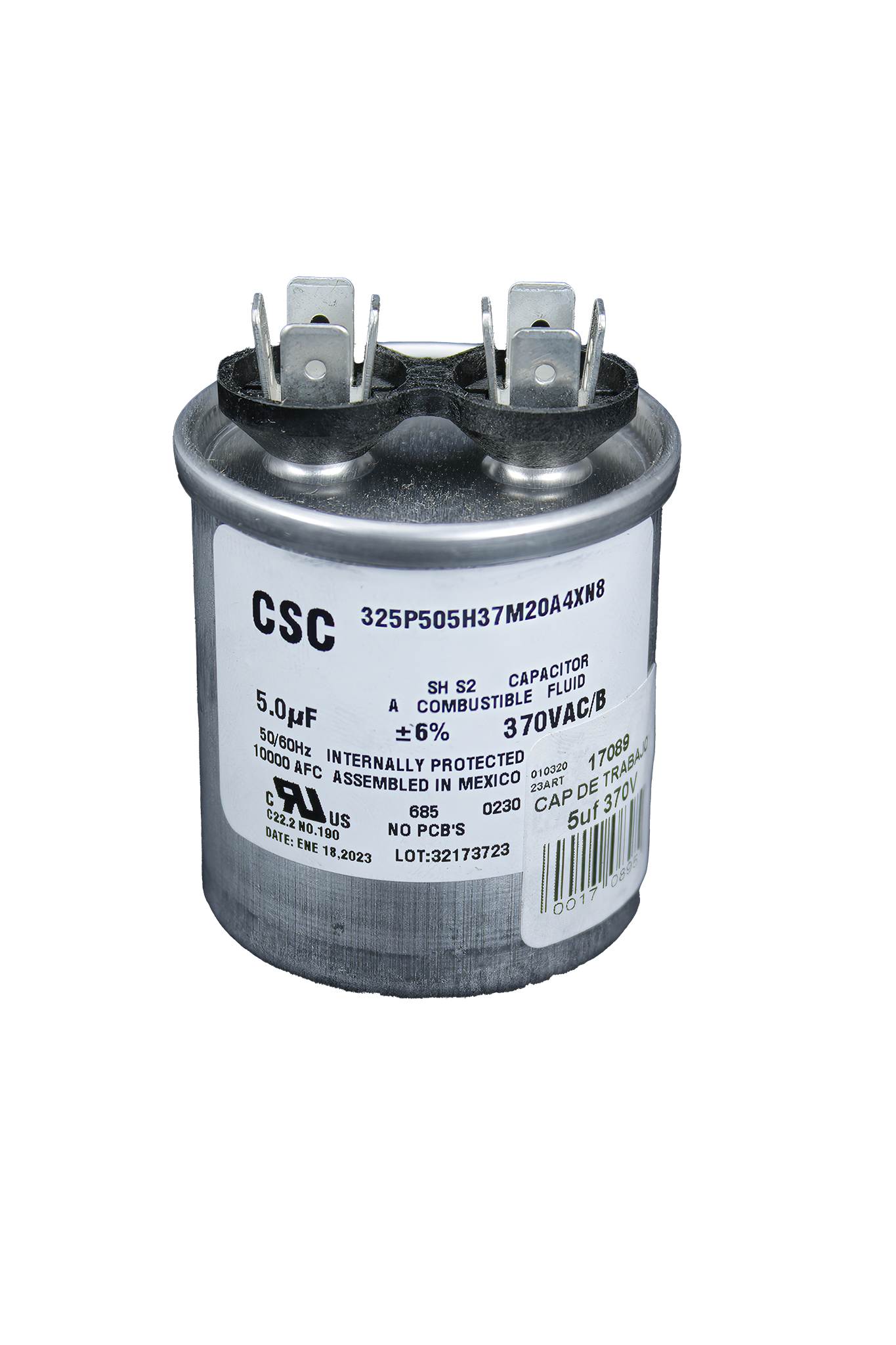 Capacitor De Trabajo Aluminio 370V