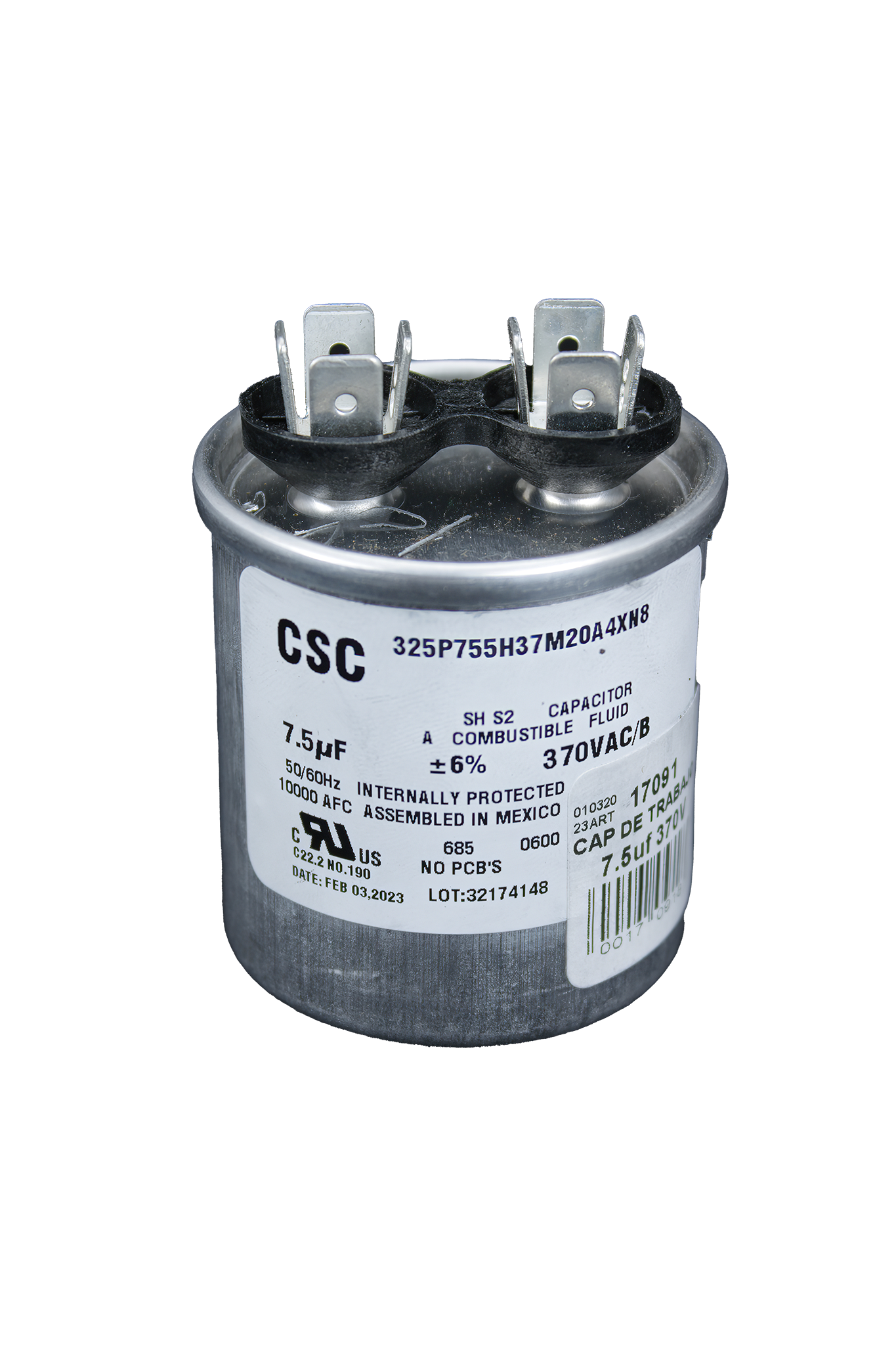 Capacitor De Trabajo Aluminio 370V