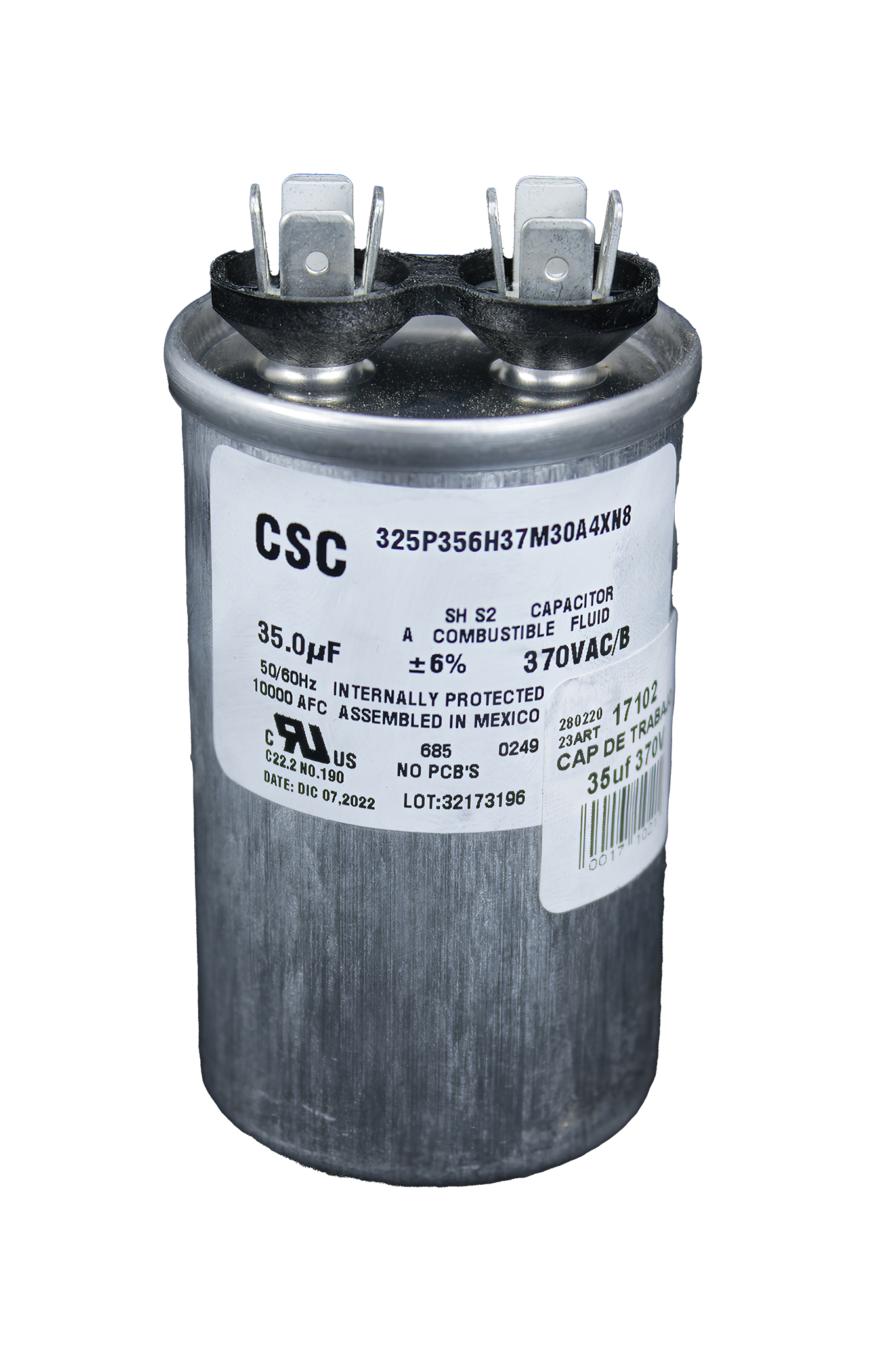 Capacitor De Trabajo Aluminio 370V