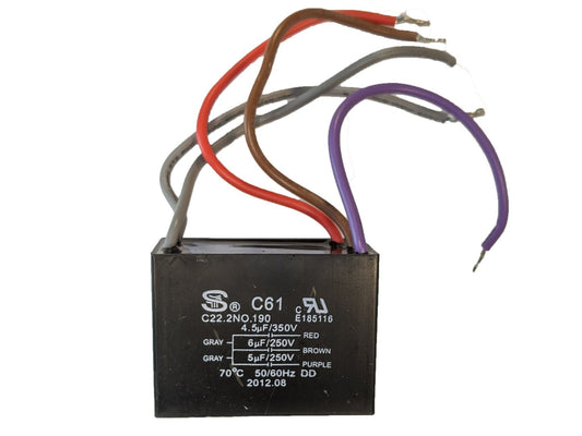 Capacitor De Trabajo Cuadrado Cbb61 Doble 250V - 370V